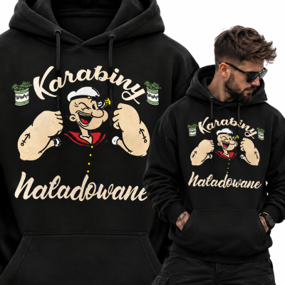 BLUZA Z KAPTUREM NA SIŁOWNIĘ KARABINY NAŁADOWANE